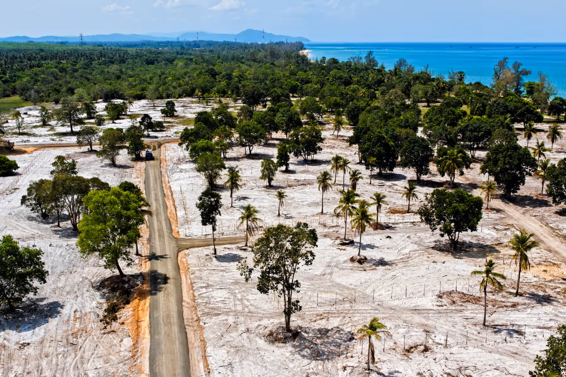 Clearing a site, with inital road construction