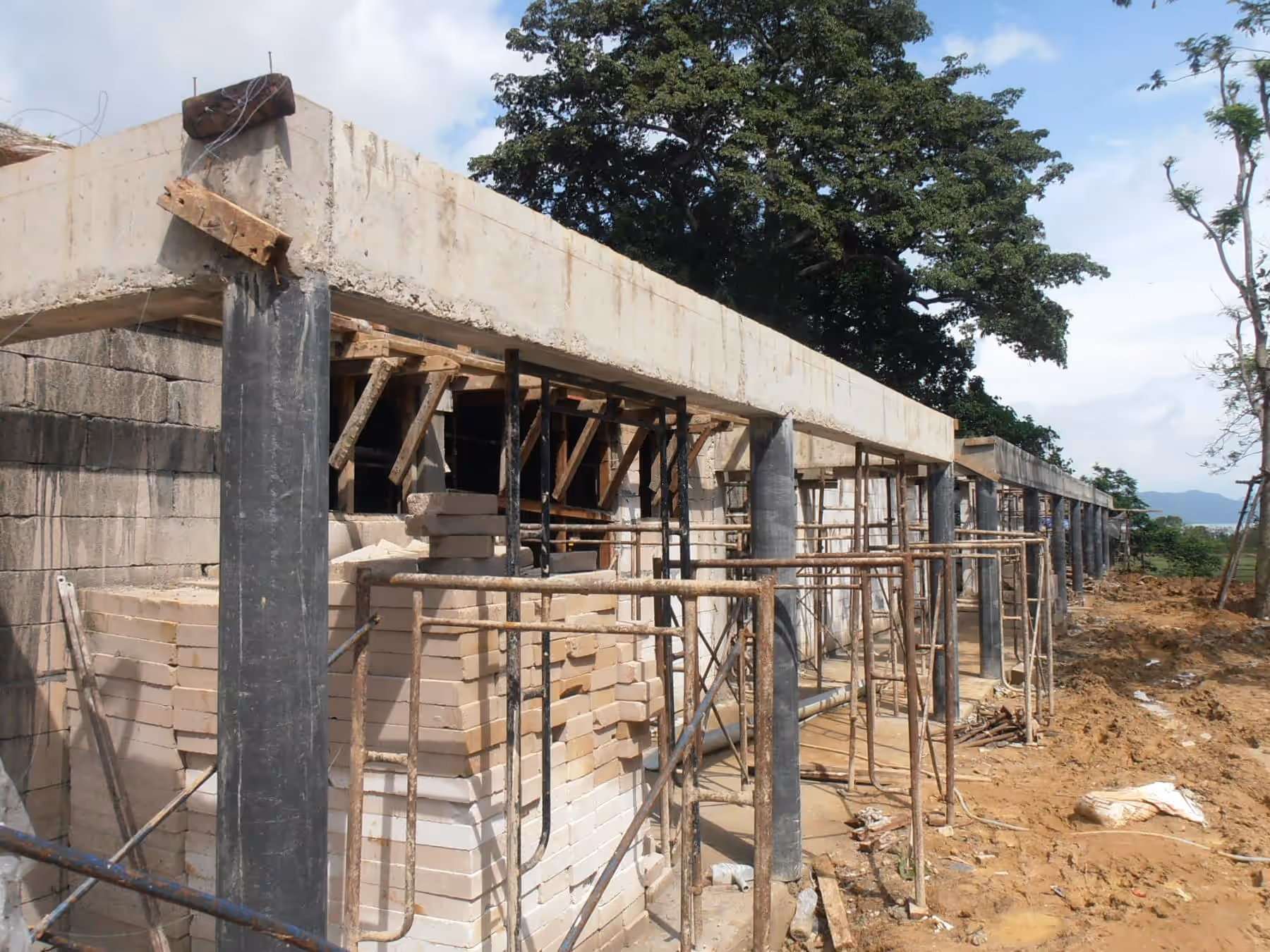 Concrete beam work under construction